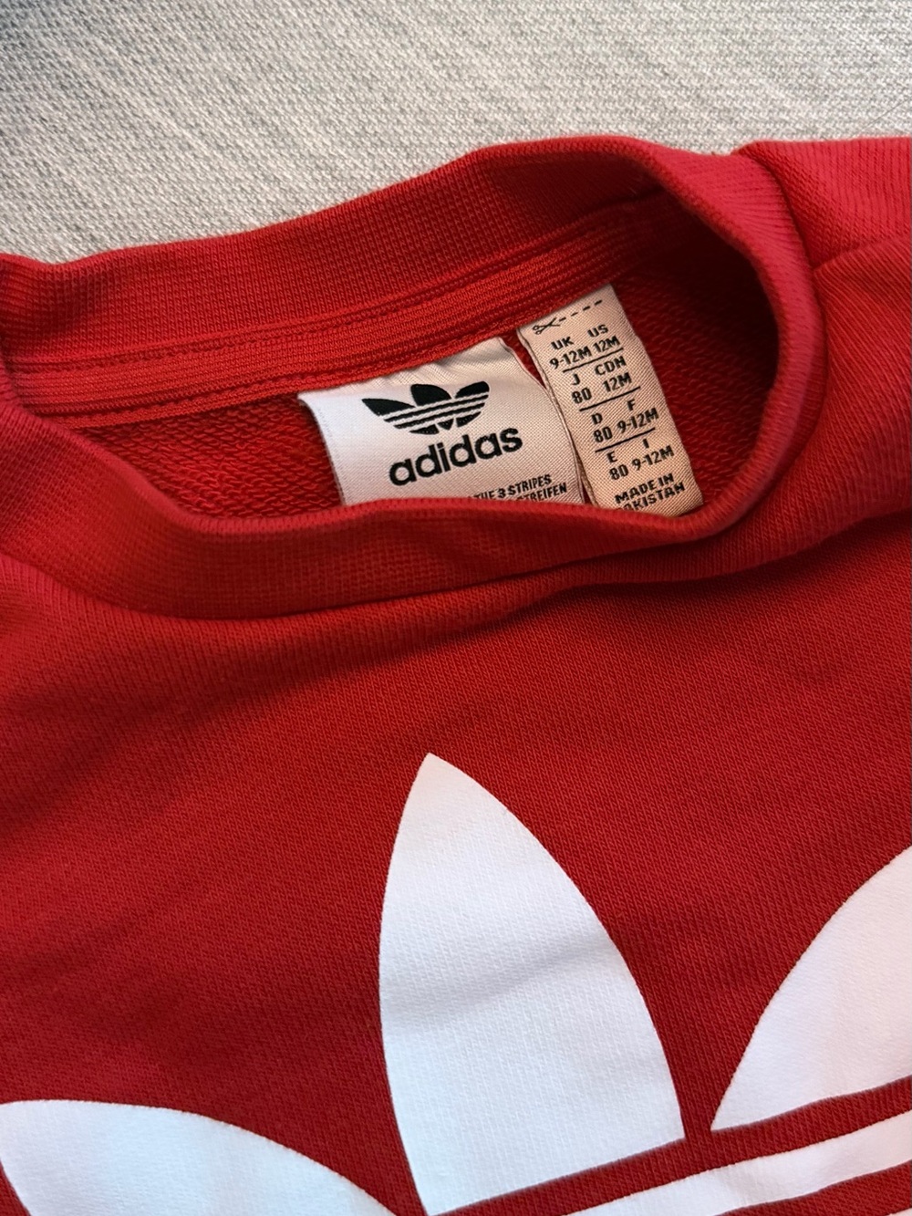 adidas 12M Red Trefoil Crewneck Sweatshirt and Jogger Set - Picture 3 of 4